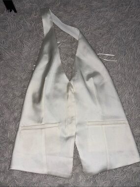 Zara Cream Satin Halter Vest